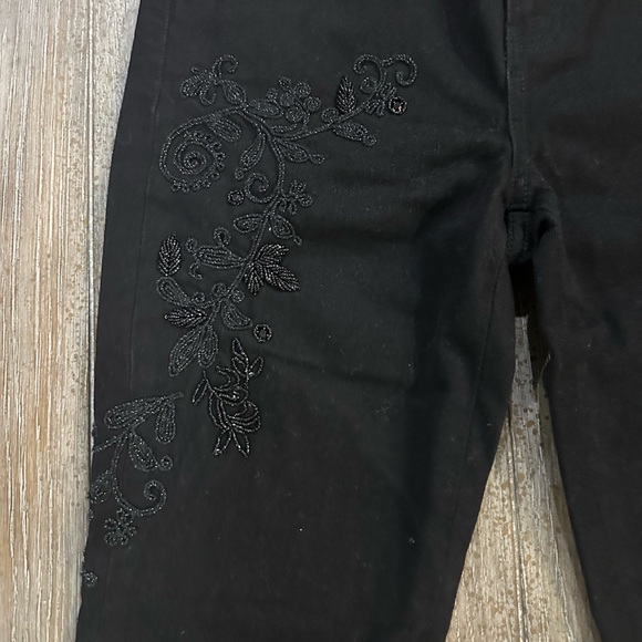 Ralph Lauren Denim - Ralph Lauren Black Embroidered Straight Leg Jeans